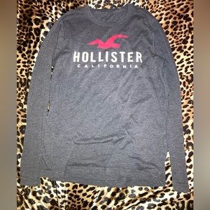 Gray hollister long sleeve shirt with reddish pink eagle